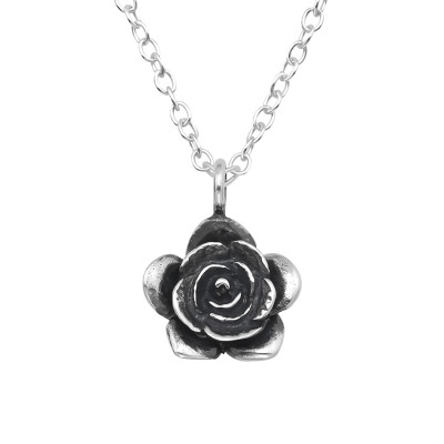 Silver Rose Necklace