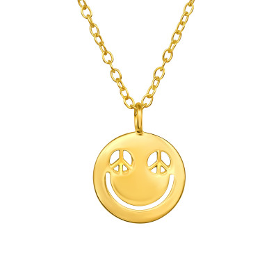 Peace Eyed Emoji Sterling Silver Necklace