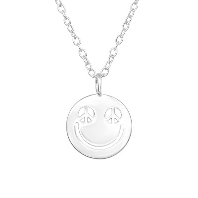 Peace Eyed Emoji Sterling Silver Necklace