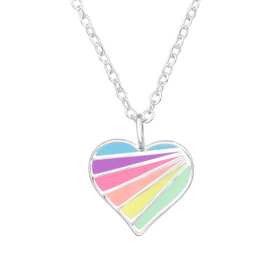 Patterned Heart Sterling Silver Necklace with Epoxy