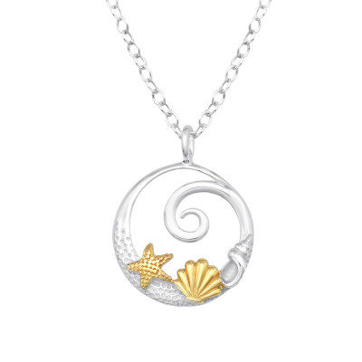 Shell and Starfish Sterling Silver Necklace