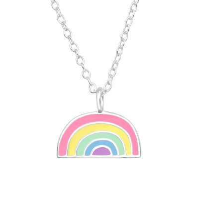 Rainbow Sterling Silver Necklace with Epoxy