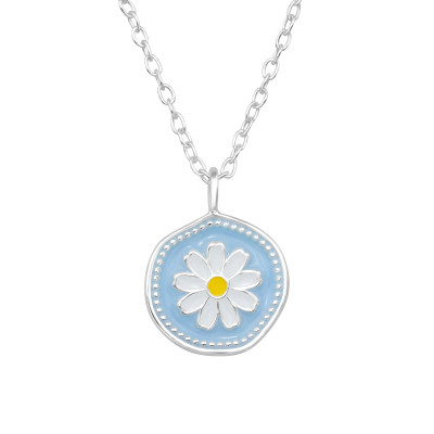 Flower Sterling Silver Necklace with Epoxy