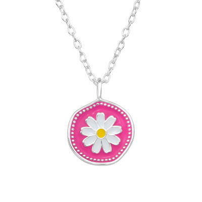 Flower Sterling Silver Necklace with Epoxy