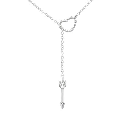 Heart and Arrow Y Necklace Sterling Silver Necklace