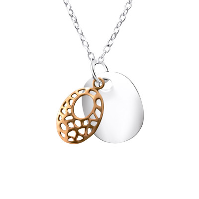 Patterned Circle Sterling Silver Necklace