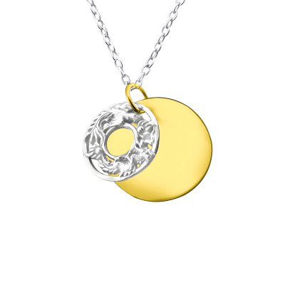 Patterned Circle Sterling Silver Necklace