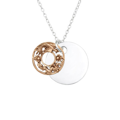 Silver Patterned Circle Necklace