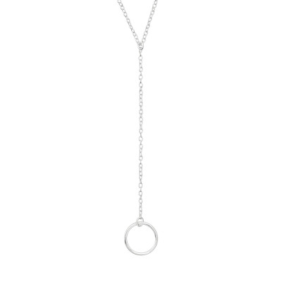 Silver Circle Y Necklace