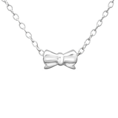 Silver Tie Bow Necklace