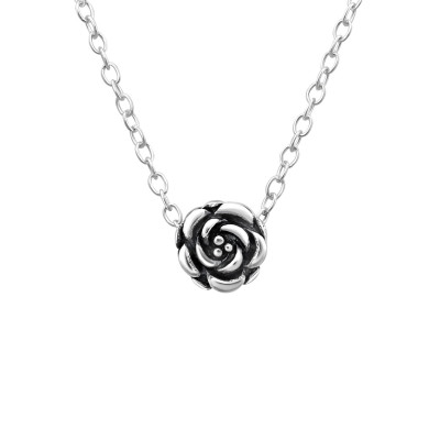 Silver Rose Necklace