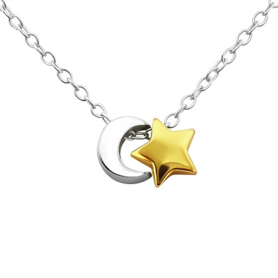 Silver Moon and Star Necklace