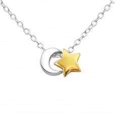 Silver Moon and Star Necklace