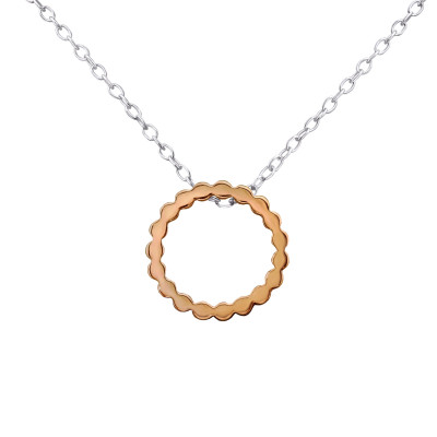 Silver 2 Tone Circle Necklace