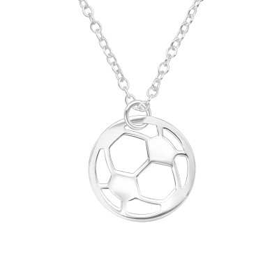 Silver Laser Cut Soccer Ball Necklace