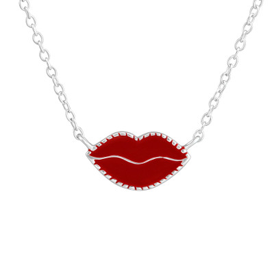 Lips Sterling Silver Necklace with Epoxy