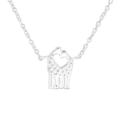 Silver Giraffe Couple Necklace