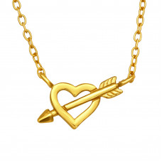 Silver Arrow and Heart Necklace