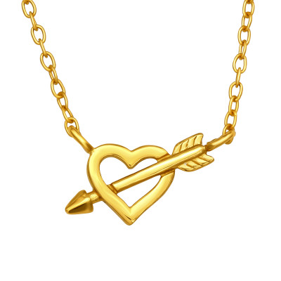 Silver Arrow and Heart Necklace