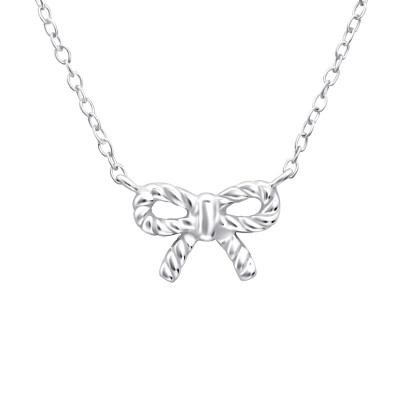 Silver Bow Inline Necklace