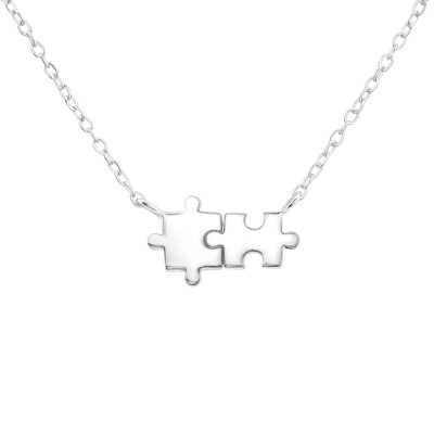 Silver Jigsaw Necklace