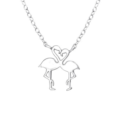 Silver Flamingo Couple Necklace