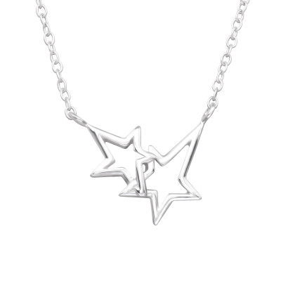 Silver Double Star Necklace