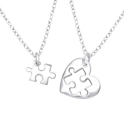 Silver Heart Puzzle Necklace