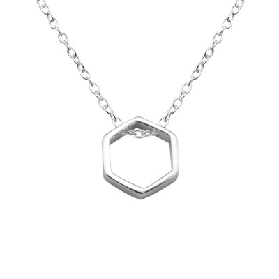 Silver Hexagon Necklace