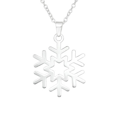 Silver Laser Cut Snowflake Necklace