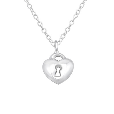 Silver Heart Padlock Necklace