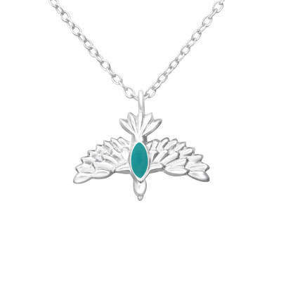 Silver Bird Necklace with Epoxy