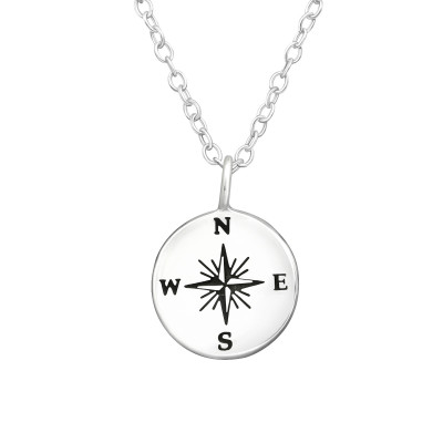 Silver Compass Necklace