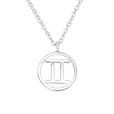 Silver Gemini Zodiac Sign Necklace