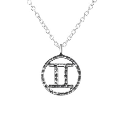 Silver Gemini Zodiac Sign Necklace