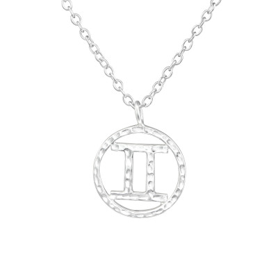 Silver Gemini Zodiac Sign Necklace