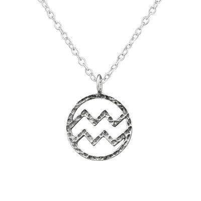 Silver Aquarius Zodiac Sign Necklace