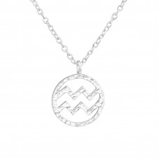 Silver Aquarius Zodiac Sign Necklace