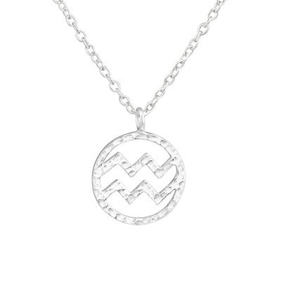 Silver Aquarius Zodiac Sign Necklace
