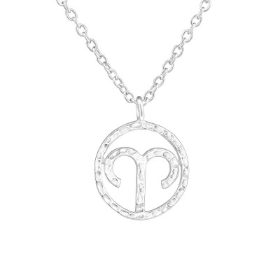 Silver Aries Zodiac Sign Necklace