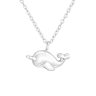 Silver Whale Unicorn Necklace