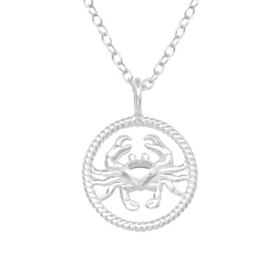 Silver Cancer Zodiac Sign Necklace