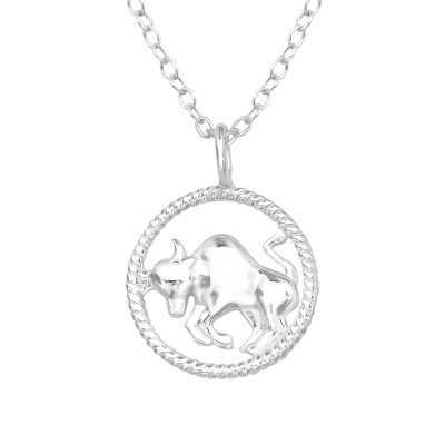 Silver Taurus Zodiac Sign Necklace