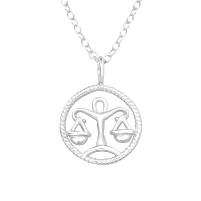 Silver Libra Zodiac Sign Necklace