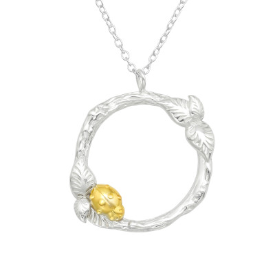 Silver Necklace with Gold Ladybug