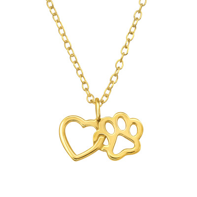 Silver Heart and Paw Print Necklace