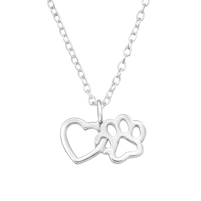 Silver Heart and Paw Necklace