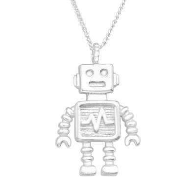 Silver Robot Necklace