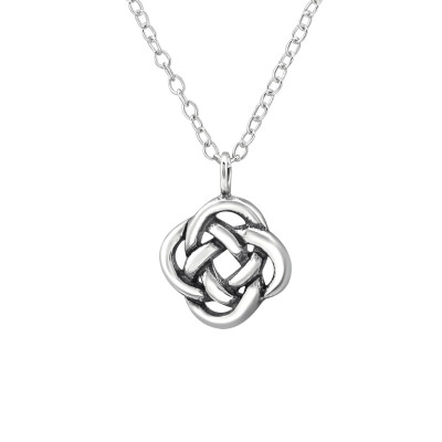 Silver Square Celtic Knot Necklace