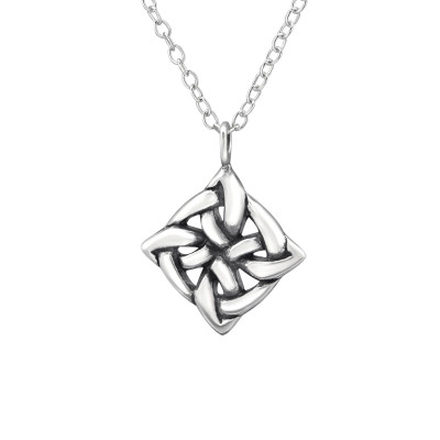 Silver Square Celtic Knot Necklace